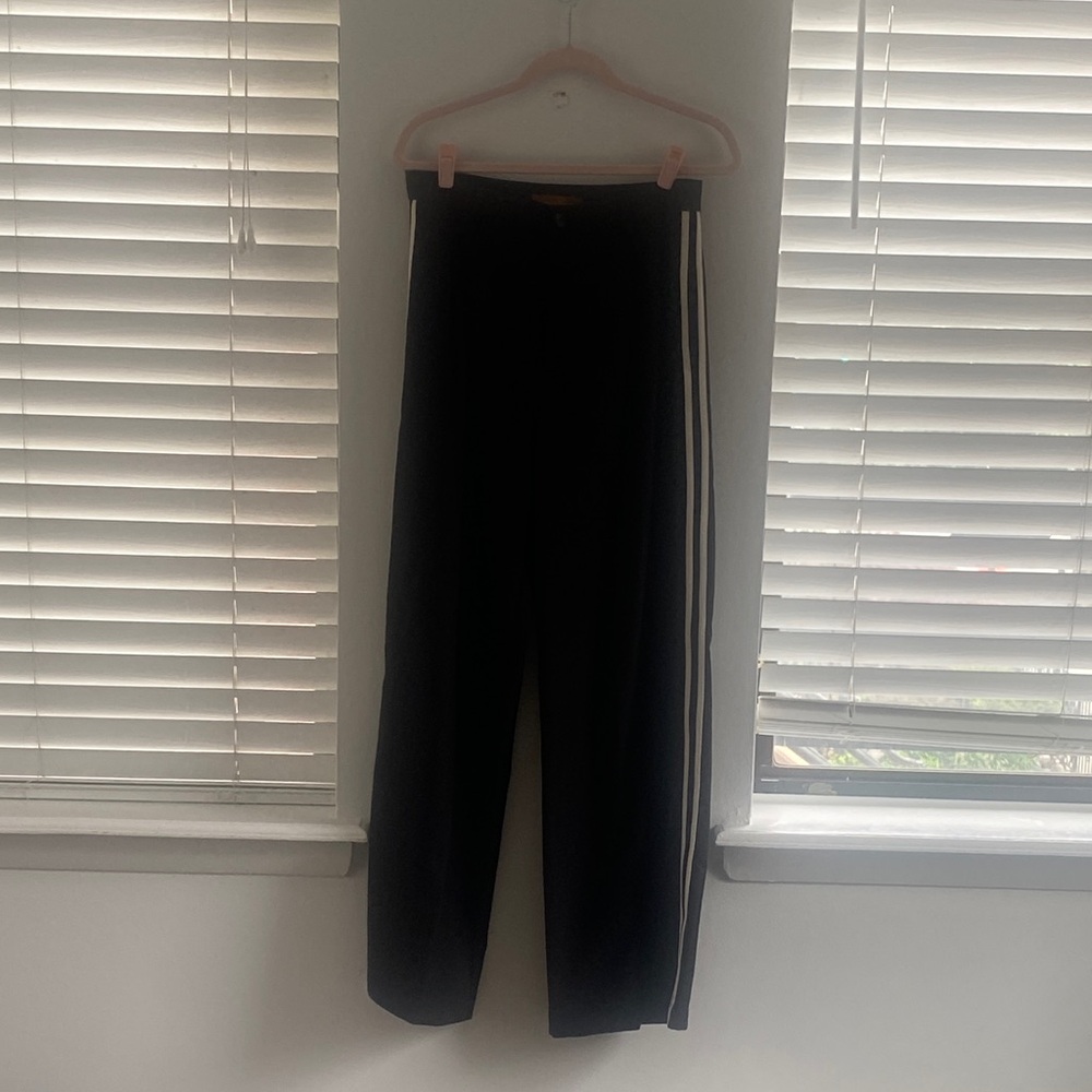 Black Track Pants with White Side Stripes - Picture 1 of 12
